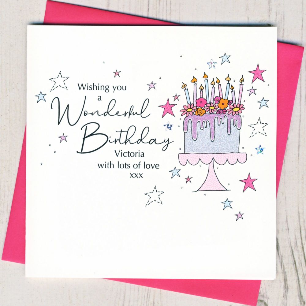 <!-- 015 --> Personalised Happy Birthday Cake Card