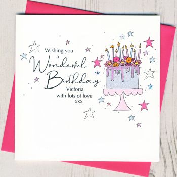  Personalised Happy Birthday Cake Card