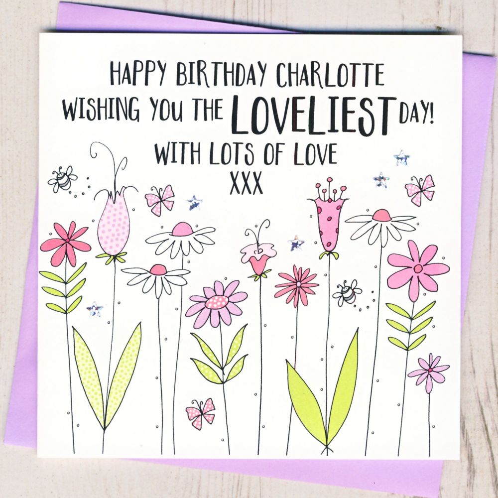 <!-- 018 --> Personalised Floral Birthday Card