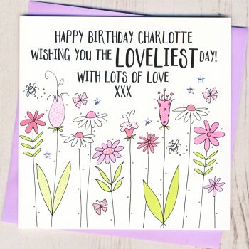  Personalised Floral Birthday Card