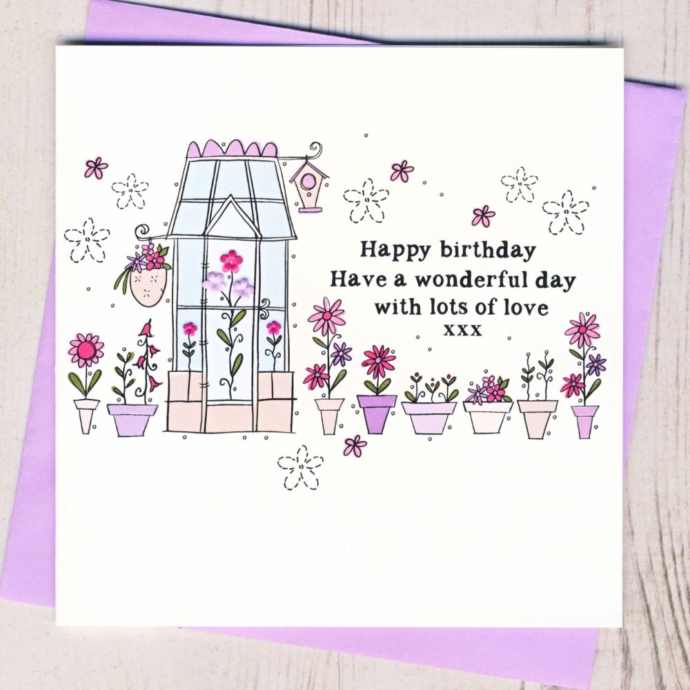 <!-- 023 --> Greenhouse Happy Birthday Card