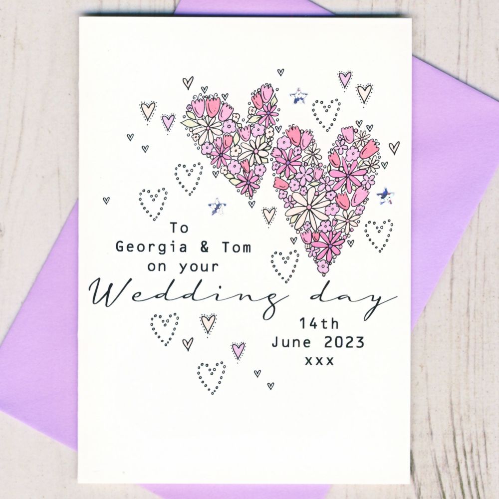 <!-- 036 -->Personalised Wedding Hearts Card