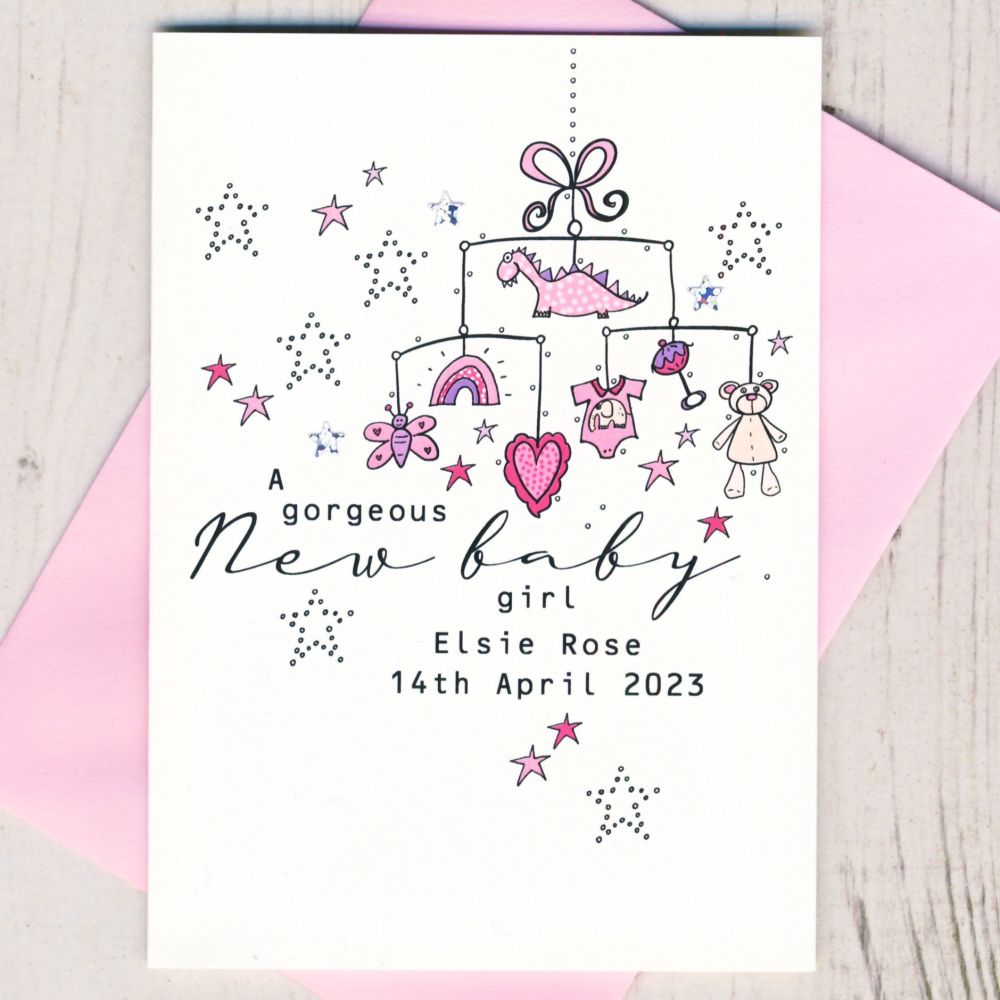 <!-- 015 -->Personalised New Baby Girl Card