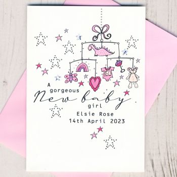 Personalised New Baby Girl Card