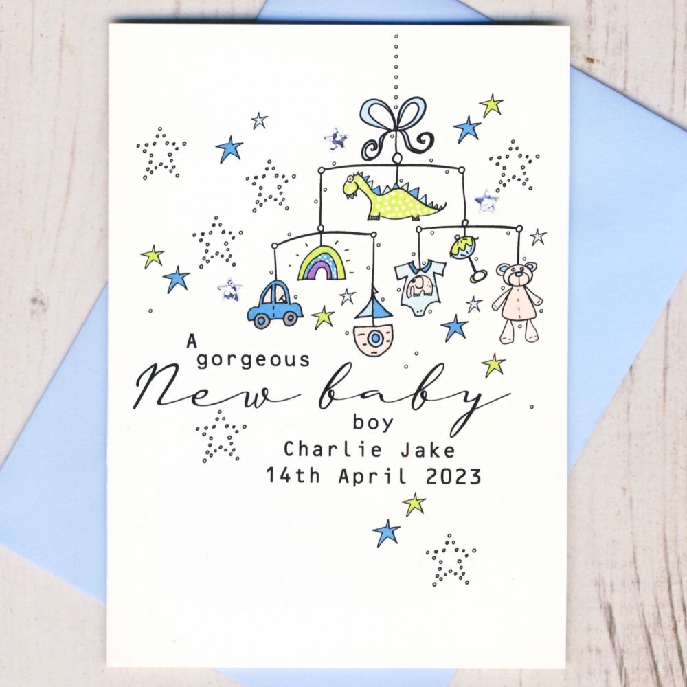 <!-- 006 -->Personalised New Baby Boy Card