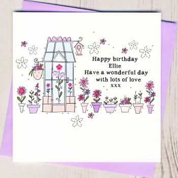  Personalised Greenhouse Happy Birthday Card