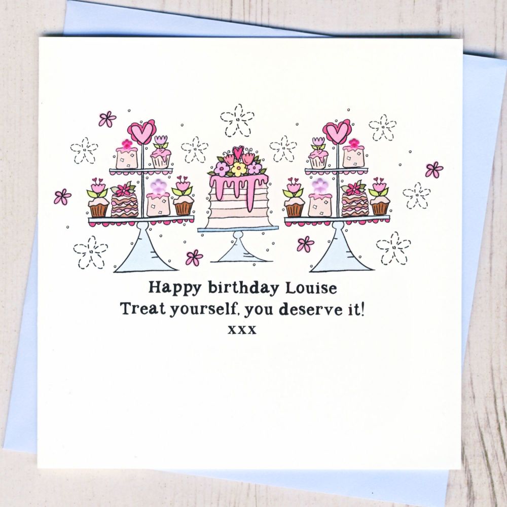 <!-- 021 --> Personalised Treat Yourself Birthday Card