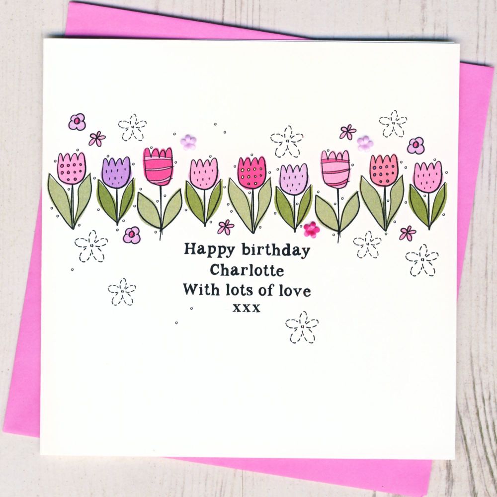 <!-- 023 --> Personalised Tulip Birthday Card