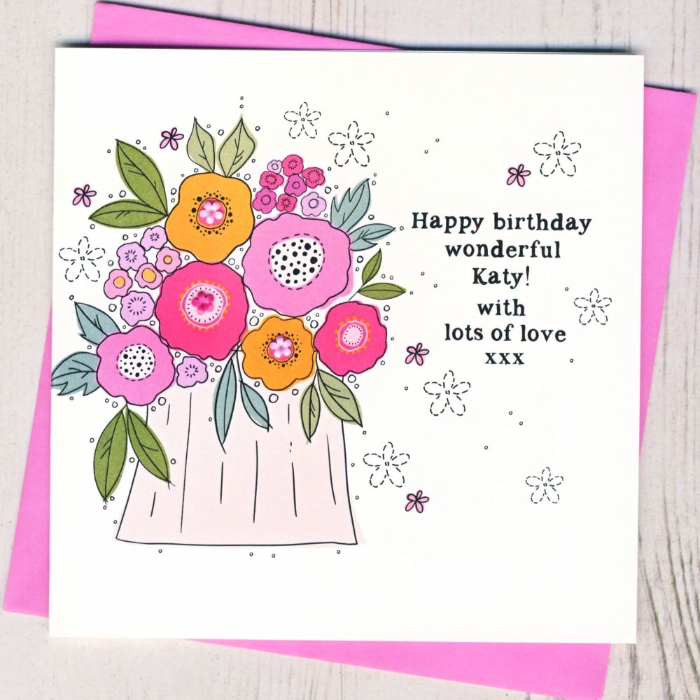 <!-- 025 --> Personalised Bright Floral Birthday Card
