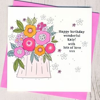  Personalised Bright Floral Birthday Card