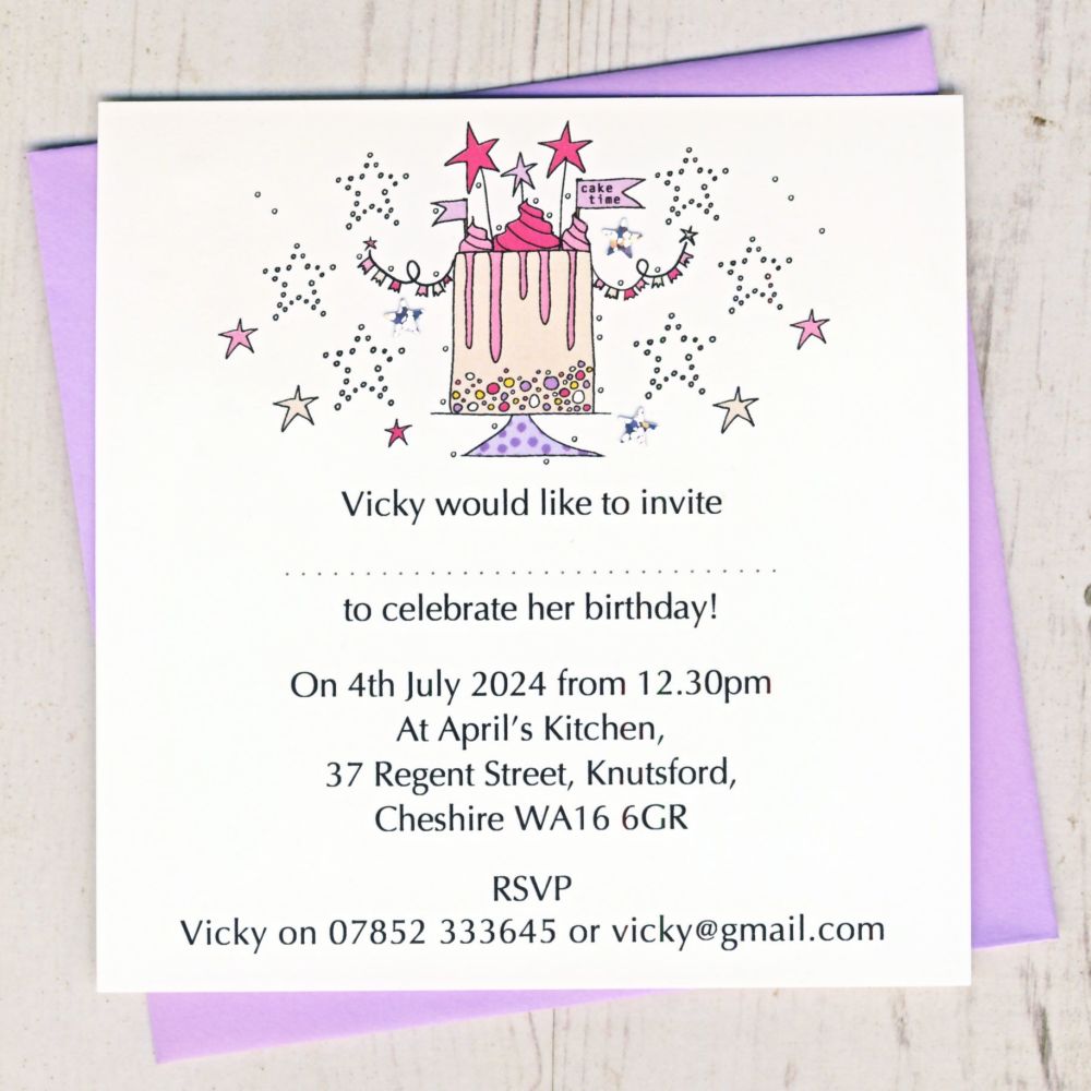 <!-- 005 -->Pack of Birthday Cake Party Invitations