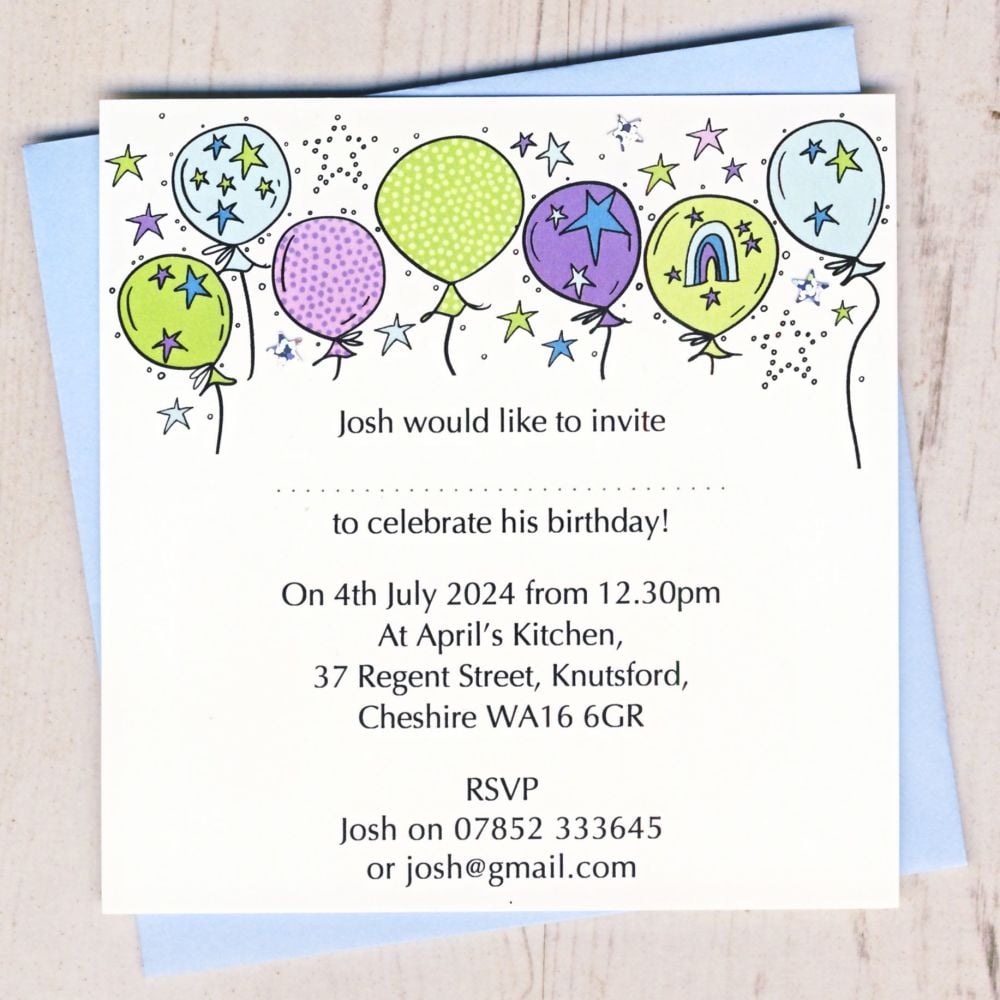 <!-- 004 -->Pack of Birthday Balloons Party Invitations