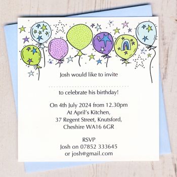 Pack of Birthday Balloons Party Invitations