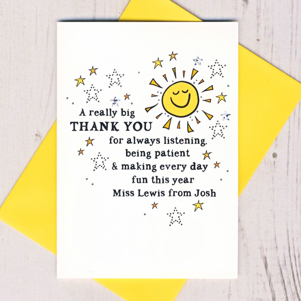 <!-- 027 --> Personalised Sunshine Thank You Card