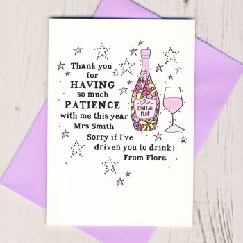   Personalised Thank You For Having Patience Card