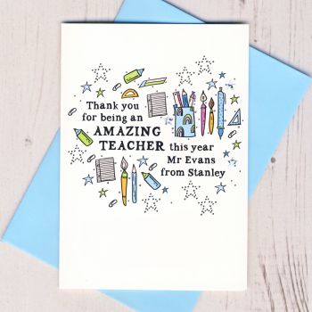  Personalised Thank You For Being an Amazing Teacher Card