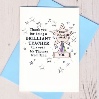  Personalised Thank You For Being a Brilliant Teacher Card