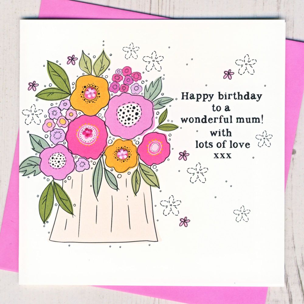 <!-- 020 --> Bright Floral Mum Birthday Card