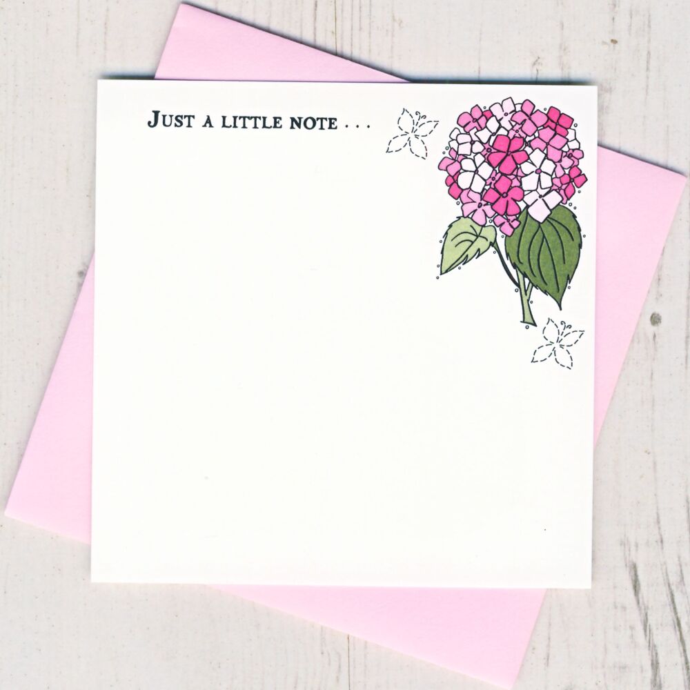<!-- 014 -->Box of 12 Pink Hydrangea Notecards