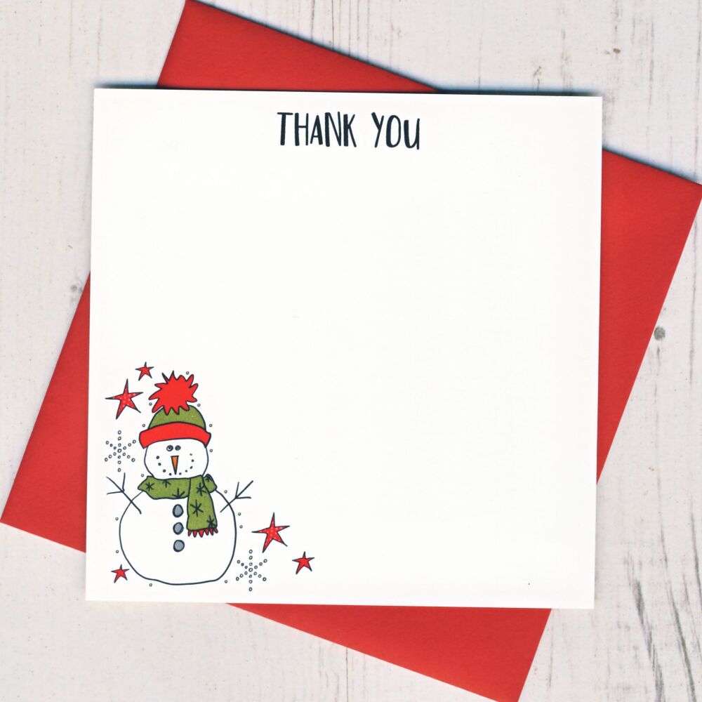 <!-- 012 -->Box of 12 Christmas Snowman Thank You Notecards