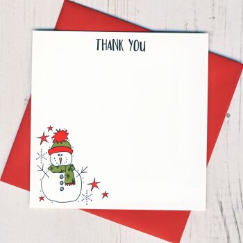 Box of 12 Christmas Snowman Thank You Notecards