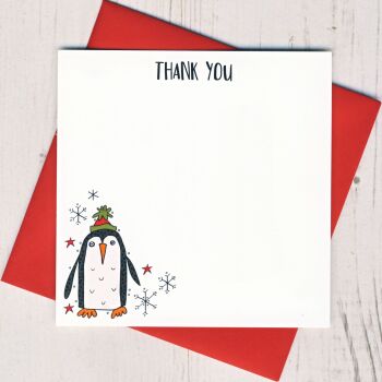 Box of 12 Christmas Penguin Thank You Notecards
