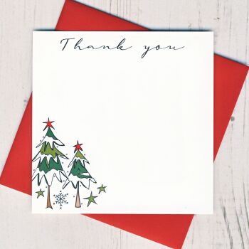 Box of 12 Christmas Trees Thank You Notecards
