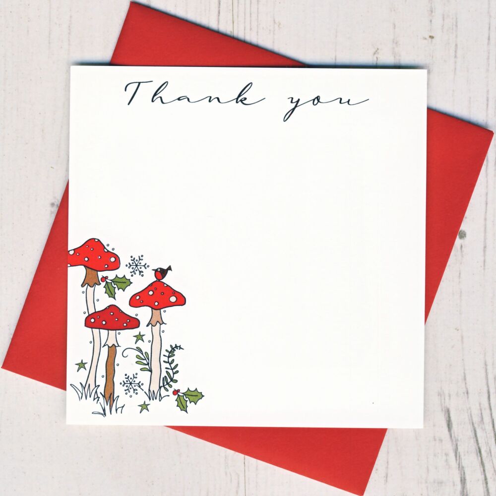 <!-- 016 -->Box of 12 Christmas Toadstools Thank You Notecards