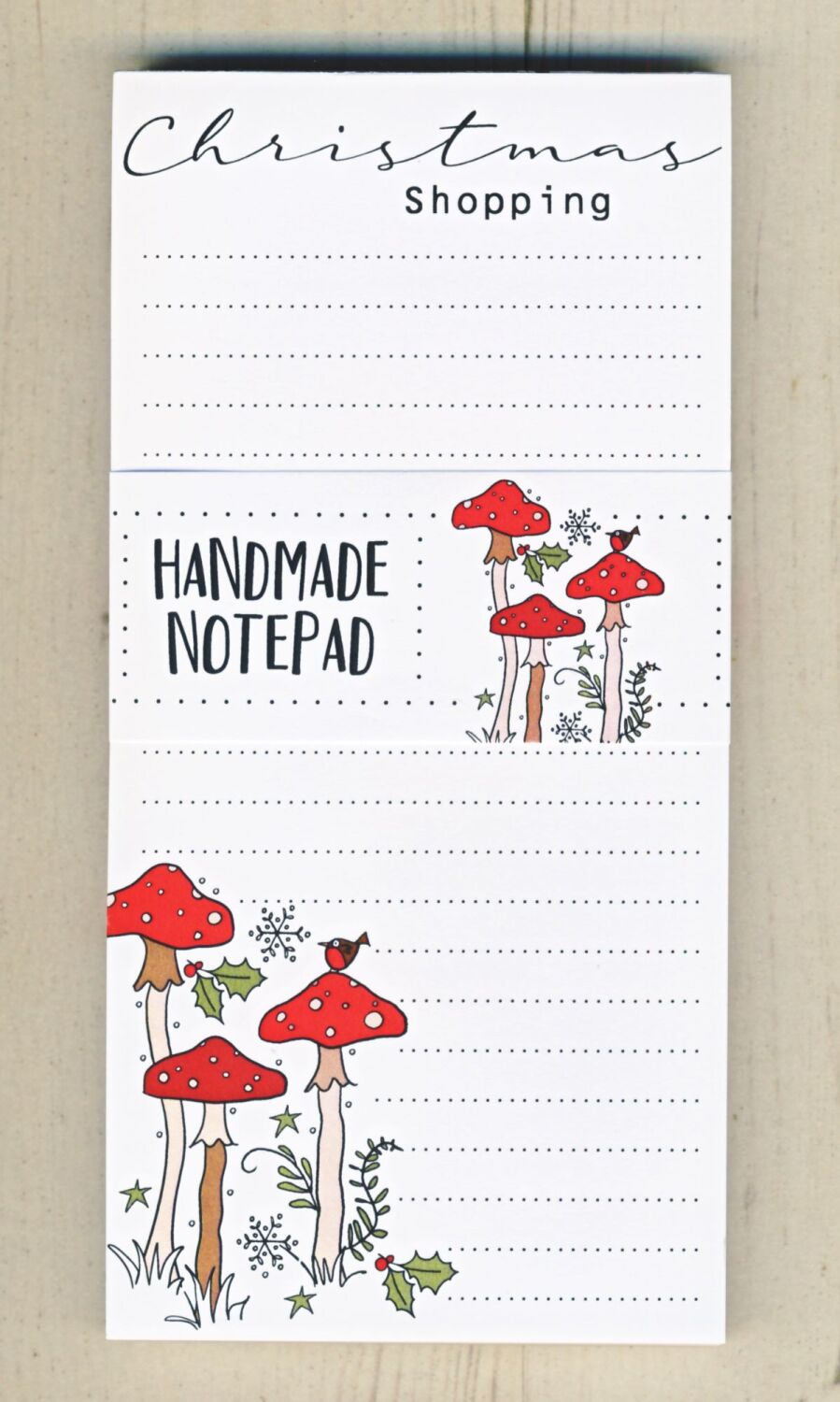 <!-- 010 -->Christmas Toadstools Shopping List Notepad