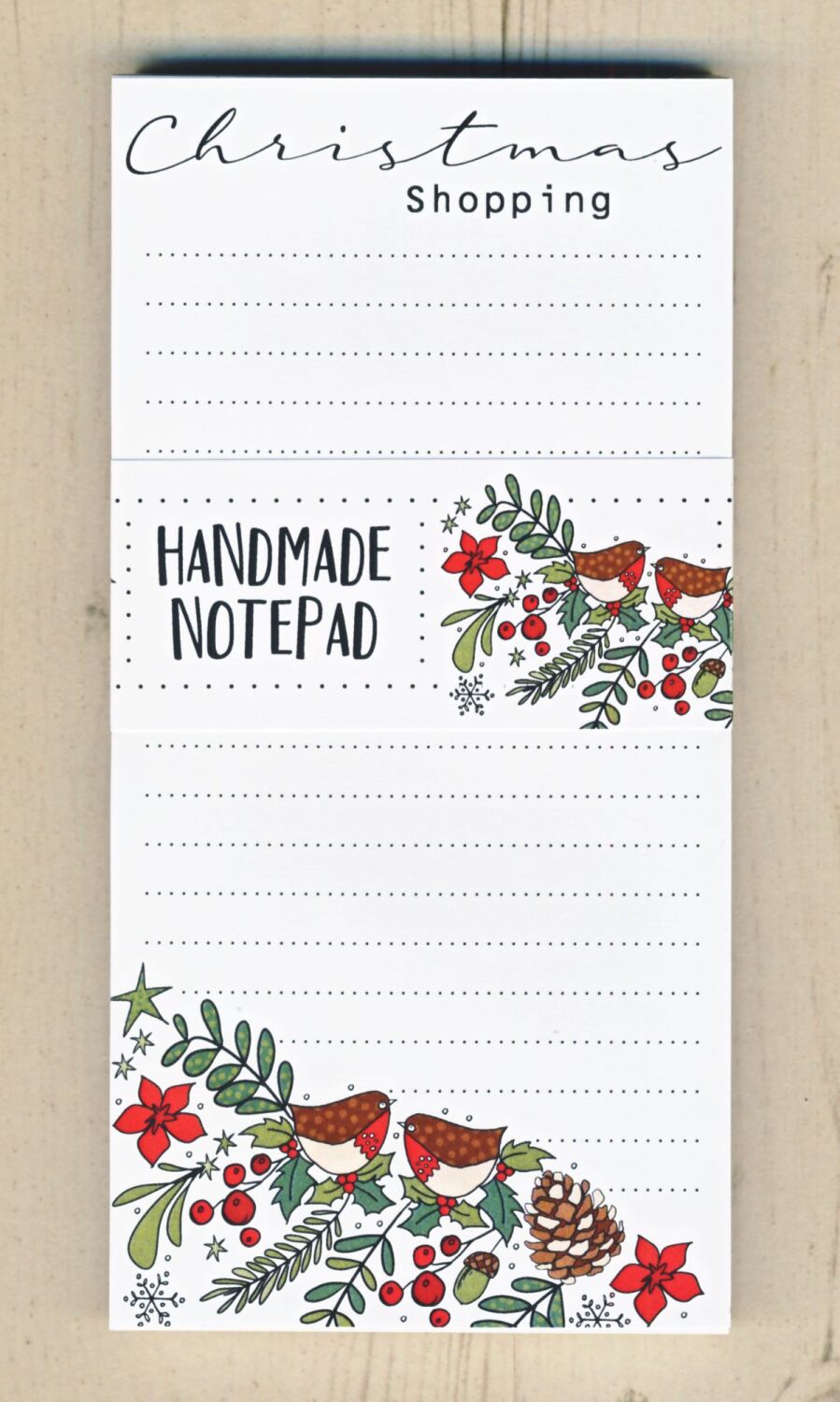 <!-- 011 -->Christmas Robins Shopping List Notepad