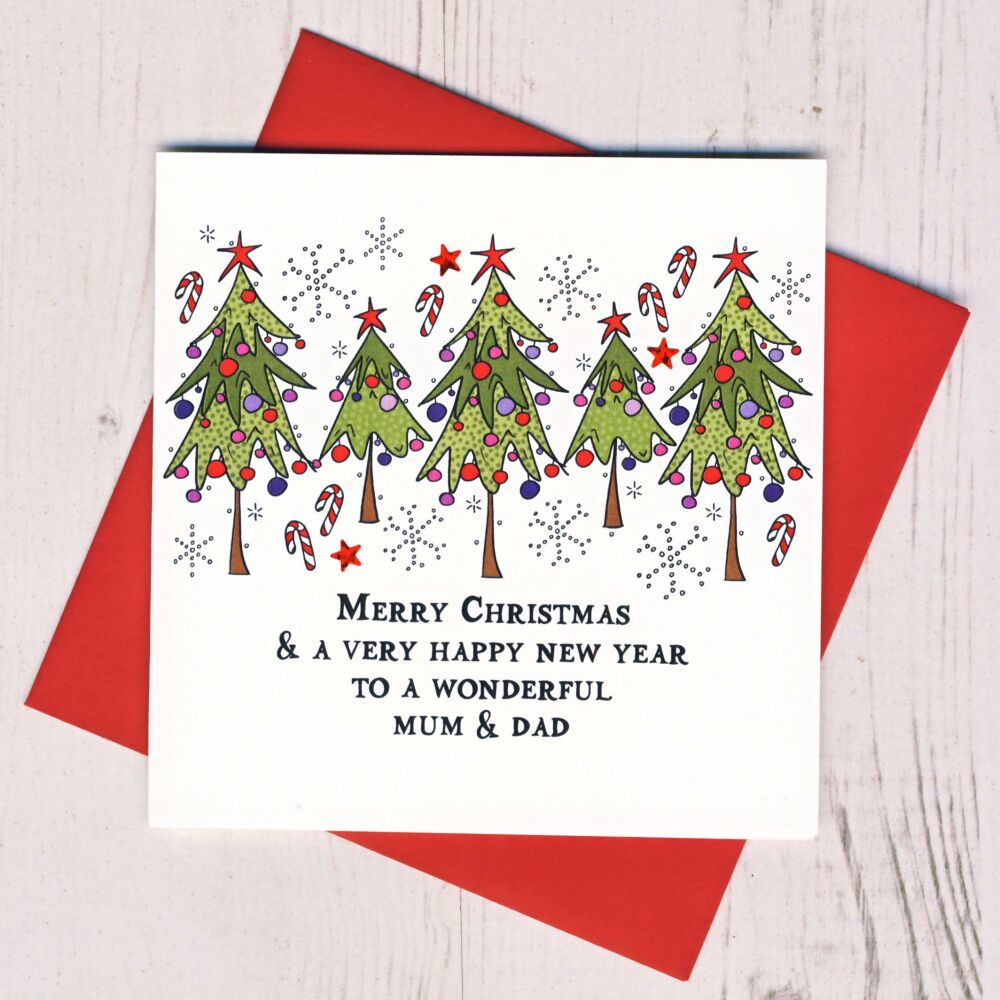 Second Ave Biglietto Di Auguri Natalizio 'Mum & Dad Christmas Robin' | Pettirosso Su Carta Di Lino Premium 350g/m² | Formato A5 Con Busta | Riciclabile FSC