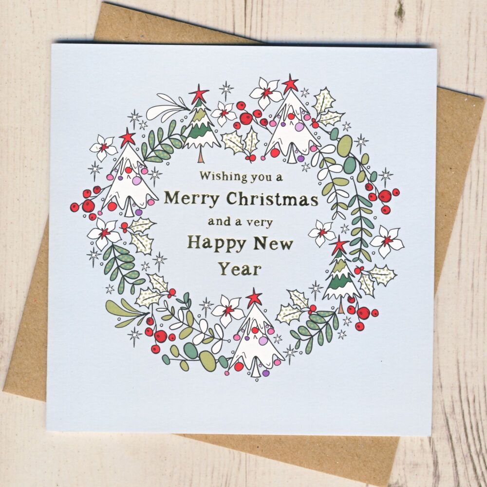 <!-- 004 --> Pack of Five Christmas Tree Wreath Cards
