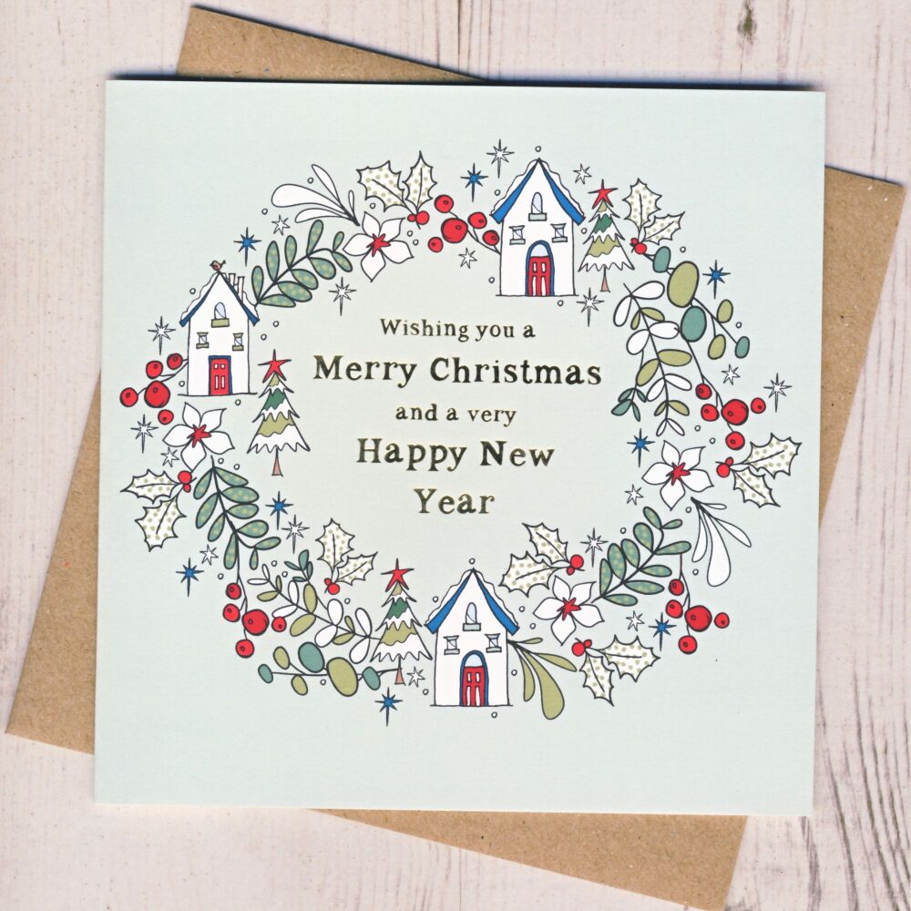 <!-- 002 --> Pack of Five Christmas Wreath Cards