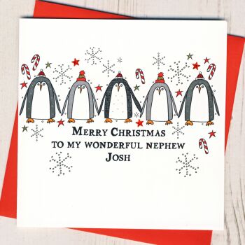  Personalised Merry Christmas Penguins Card