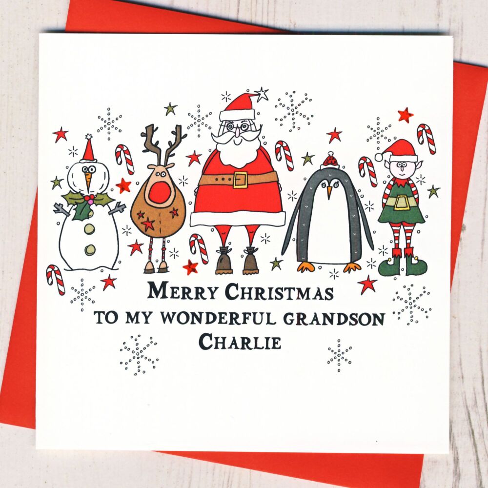 <!-- 009--> Personalised Merry Christmas Characters Card
