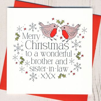 Wonderful Brother & Sister In Law or Partner Christmas Card