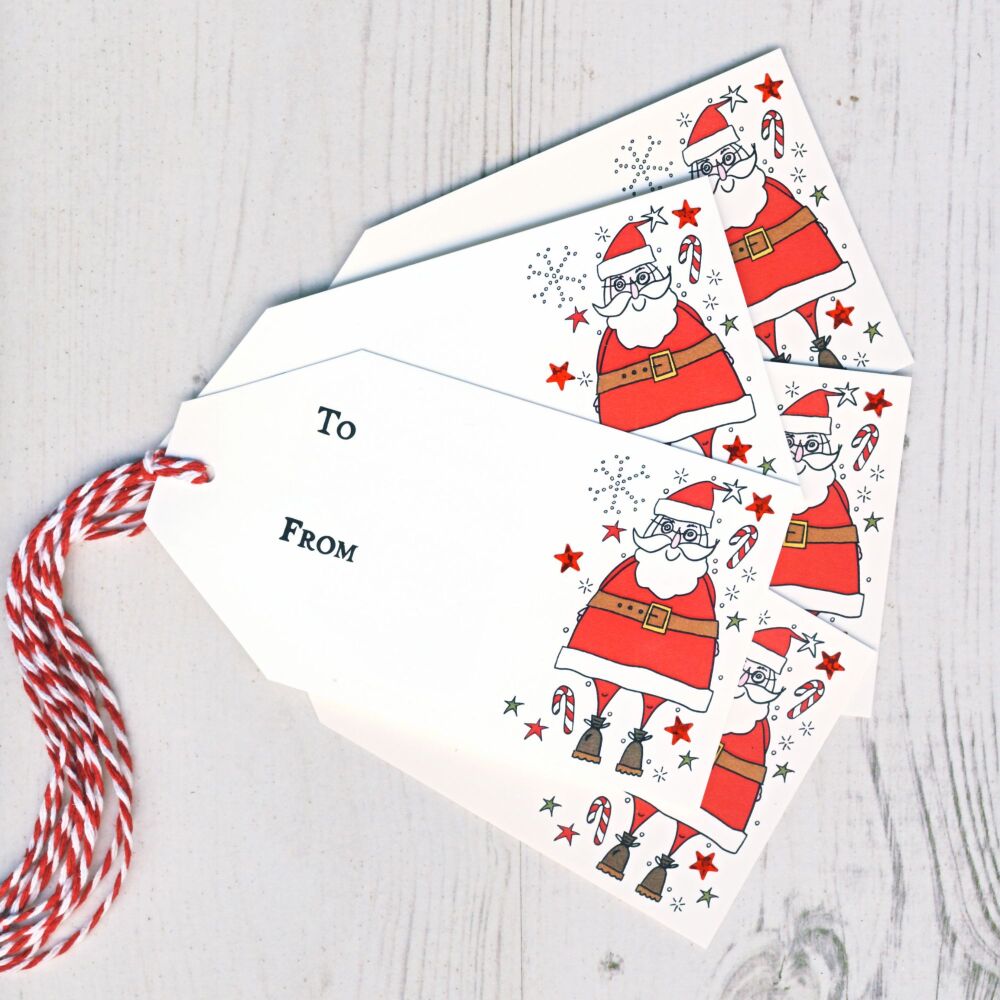 <!-- 002-->Pack of 5 Santa Christmas Gift Tags