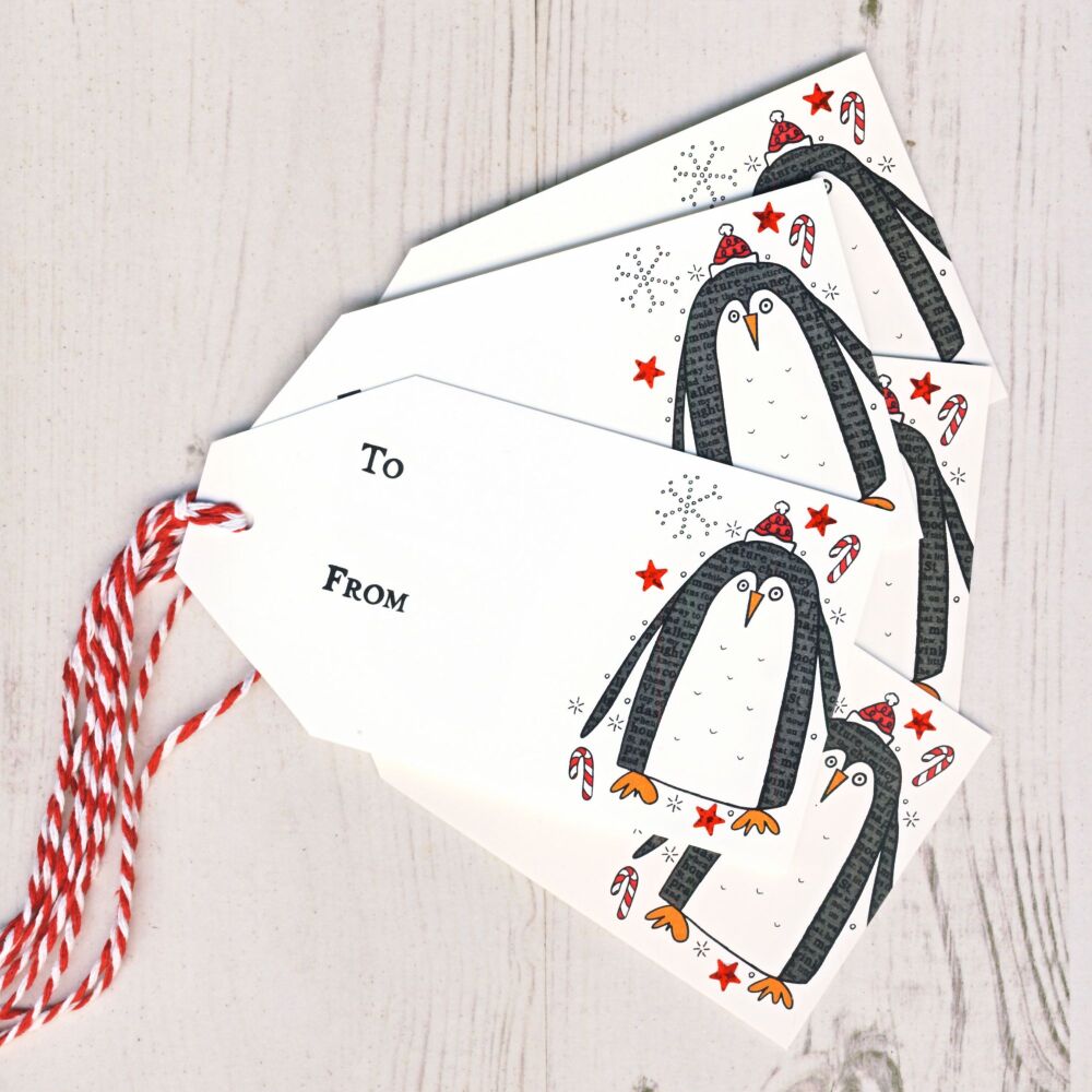 <!-- 004-->Pack of 5 Penguin Christmas Gift Tags