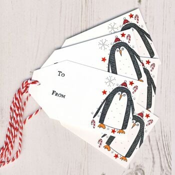 Pack of 5 Penguin Christmas Gift Tags