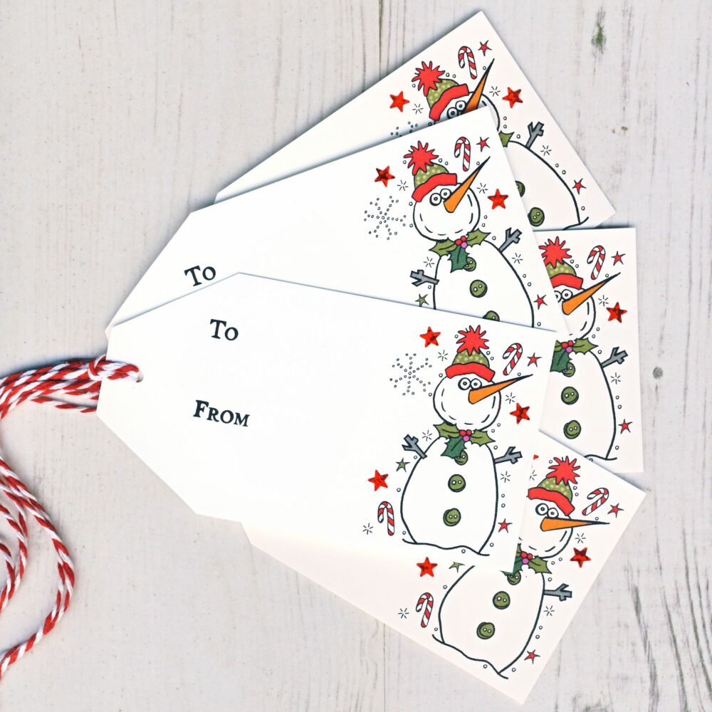 <!-- 005-->Pack of 5 Snowman Christmas Gift Tags