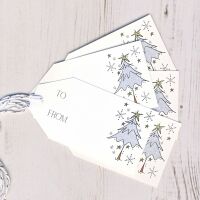 <!-- 011-->Pack of 5 Glittery Tree Christmas Gift Tags