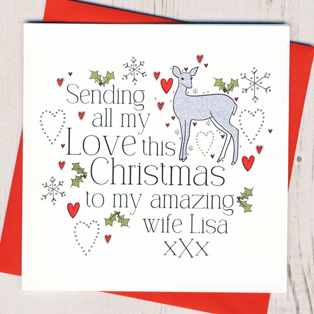 <!-- 011-->Personalised Female Deer Christmas Card