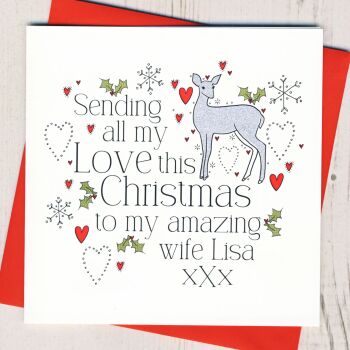 Personalised Female Deer Christmas Card