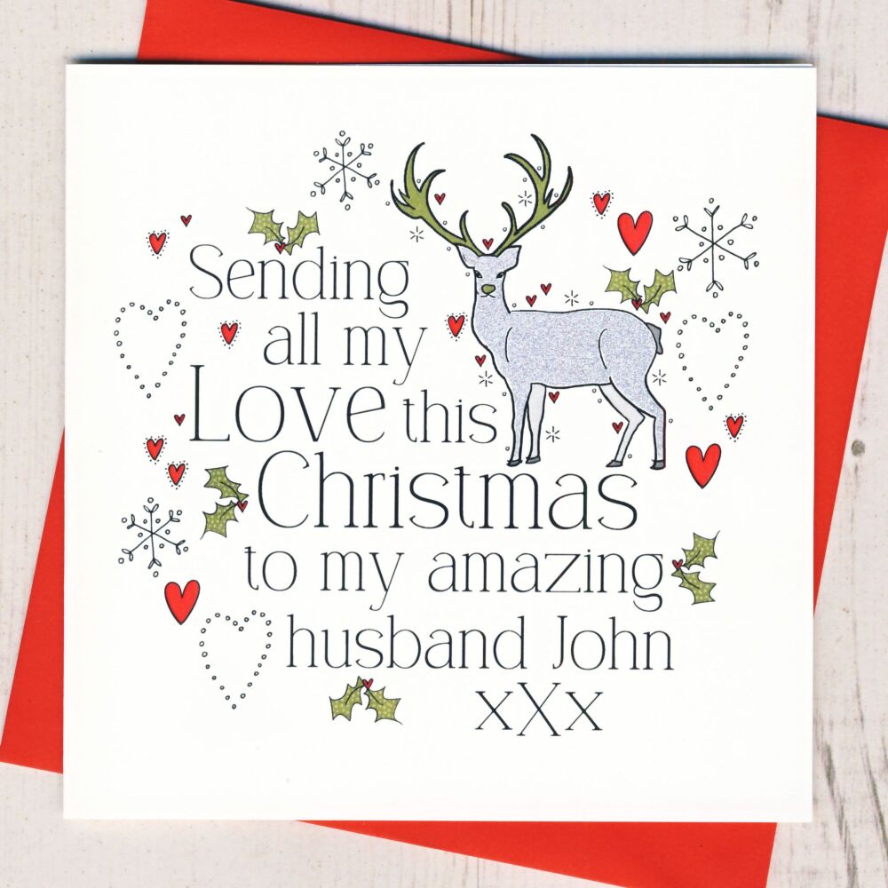 <!-- 012-->Personalised Male Deer Christmas Card