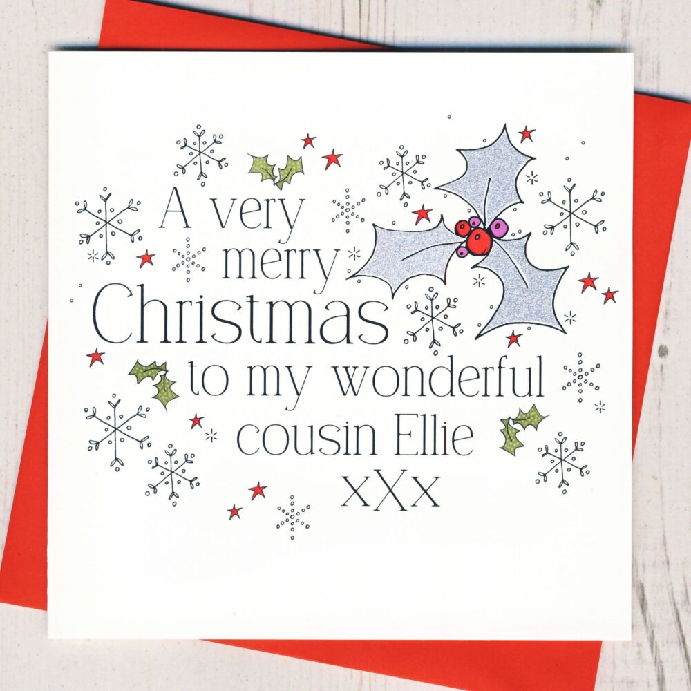 <!-- 013-->Personalised Christmas Holly Card