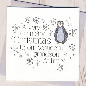 Personalised Christmas Penguin Card