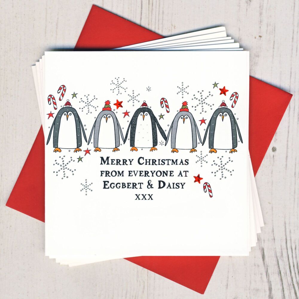 <!-- 026-->Personalised Penguins Christmas Cards