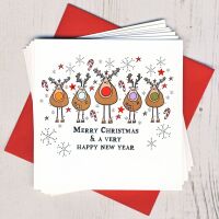 <!-- 001-->Pack of Five Reindeer Christmas Cards