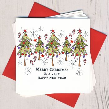 Pack of Five Christmas Trees Cards