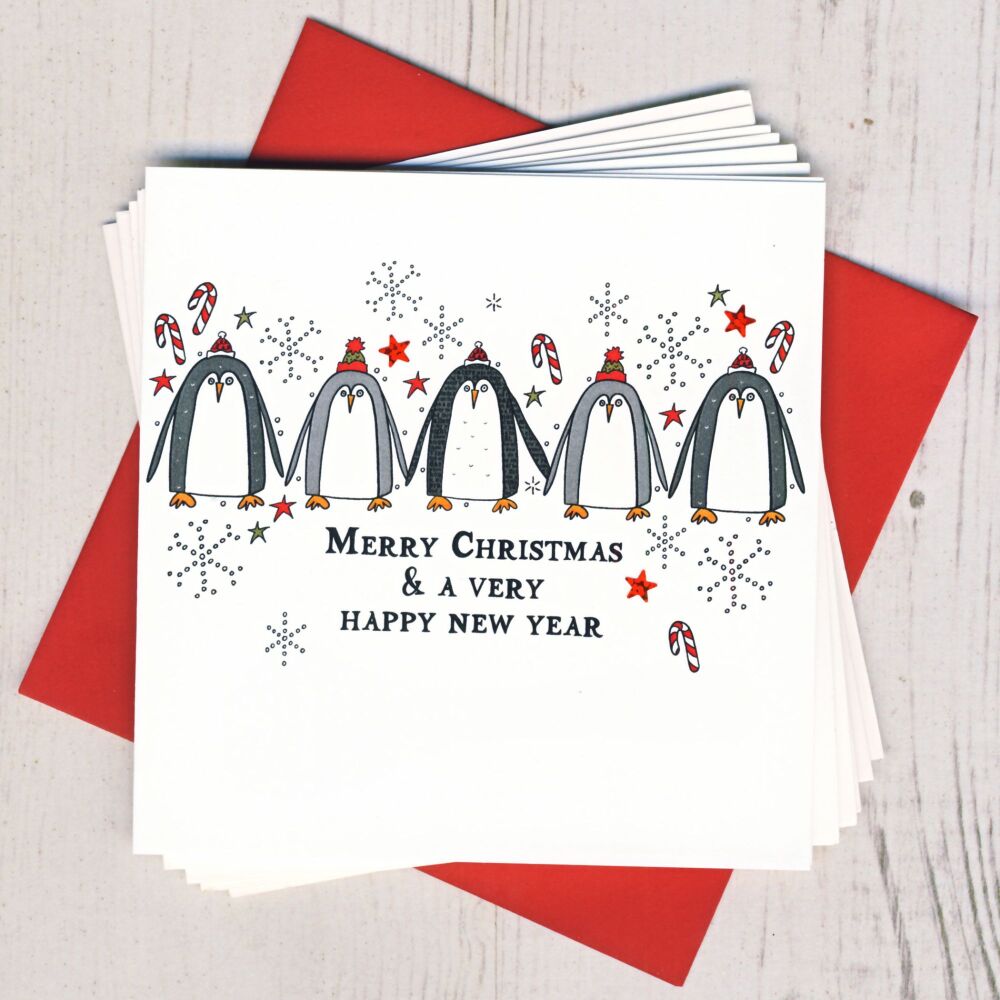 <!-- 004-->Pack of Five Penguin Christmas Cards